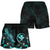 Hawaii Polynesian Women's Shorts - Turtle With Blooming Hibiscus Turquoise - Polynesian Pride