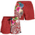 FSM Polynesian Women Shorts - Summer Plumeria (Red) - Polynesian Pride