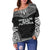 Wallis And Futuna Polynesian Chief Women's Off Shoulder Sweater - Black Version - Polynesian Pride