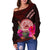 American Samoa Women's Off Shoulder Sweater - Coat Of Arm With Polynesian Patterns - Polynesian Pride