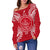 Palau Polynesian Shoulder Sweater Map Red White - Polynesian Pride