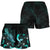 Pohnpei Polynesian Women's Shorts - Turtle With Blooming Hibiscus Turquoise - Polynesian Pride