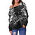 Samoa Polynesian Women's Off Shoulder Sweater - Eagle Tribal Pattern Black - Polynesian Pride