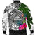 American Samoa Men's Bomber Jacket White - Turtle Plumeria Banana Leaf - Polynesian Pride