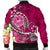 Tahiti Custom Personalised Men's Bomber Jacket - Turtle Plumeria (Pink) - Polynesian Pride