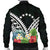 Cook Islands Men's Bomber Jacket - Cook Islands Coat of Arms & Polynesian Tropical Flowers White - Polynesian Pride