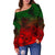 Polynesian Women's Off Shoulder Sweater - Red Hibiscus Patterns - Polynesian Pride