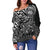 Samoa Polynesian Off Shoulder Sweater (Women) - White Turtle Flowing - Polynesian Pride