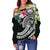 FSM Polynesian Women's Off Shoulder Sweater - Summer Plumeria (Black) - Polynesian Pride