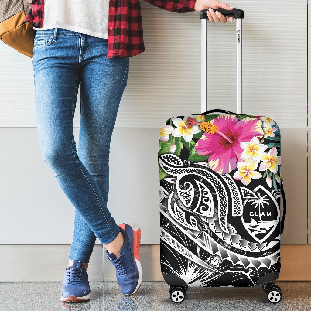 Guam Polynesian Luggage Covers - Summer Plumeria (Black) Black - Polynesian Pride