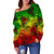 Polynesian Women's Off Shoulder Sweater - Reggae Hibiscus Patterns - Polynesian Pride