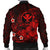 Polynesian Hawaii Kanaka Maoli Men's Bomber Jacket - Humpback Whale with Hibiscus (Red) - Polynesian Pride