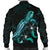 New Caledonia Polynesian Men's Bomber Jacket - Turtle With Blooming Hibiscus Turquoise - Polynesian Pride