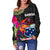 Samoa Women's Off Shoulder Sweater - Polynesian Hibiscus Pattern - Polynesian Pride