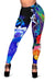 Polynesian Hawaii Women's Leggings - Kanaka Maoli Humpback Whale with Tropical Flowers (Blue) - Polynesian Pride