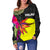 Palau Women's Off Shoulder Sweater - Polynesian Hibiscus Pattern - Polynesian Pride