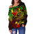 Pohnpei Women's Off Shoulder Sweater - Reggae Shark Polynesian Tattoo - Polynesian Pride