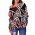 Northern Mariana Islands Women's Off Shoulder Sweaters - Tribal Flower Special Pattern Red Color - Polynesian Pride