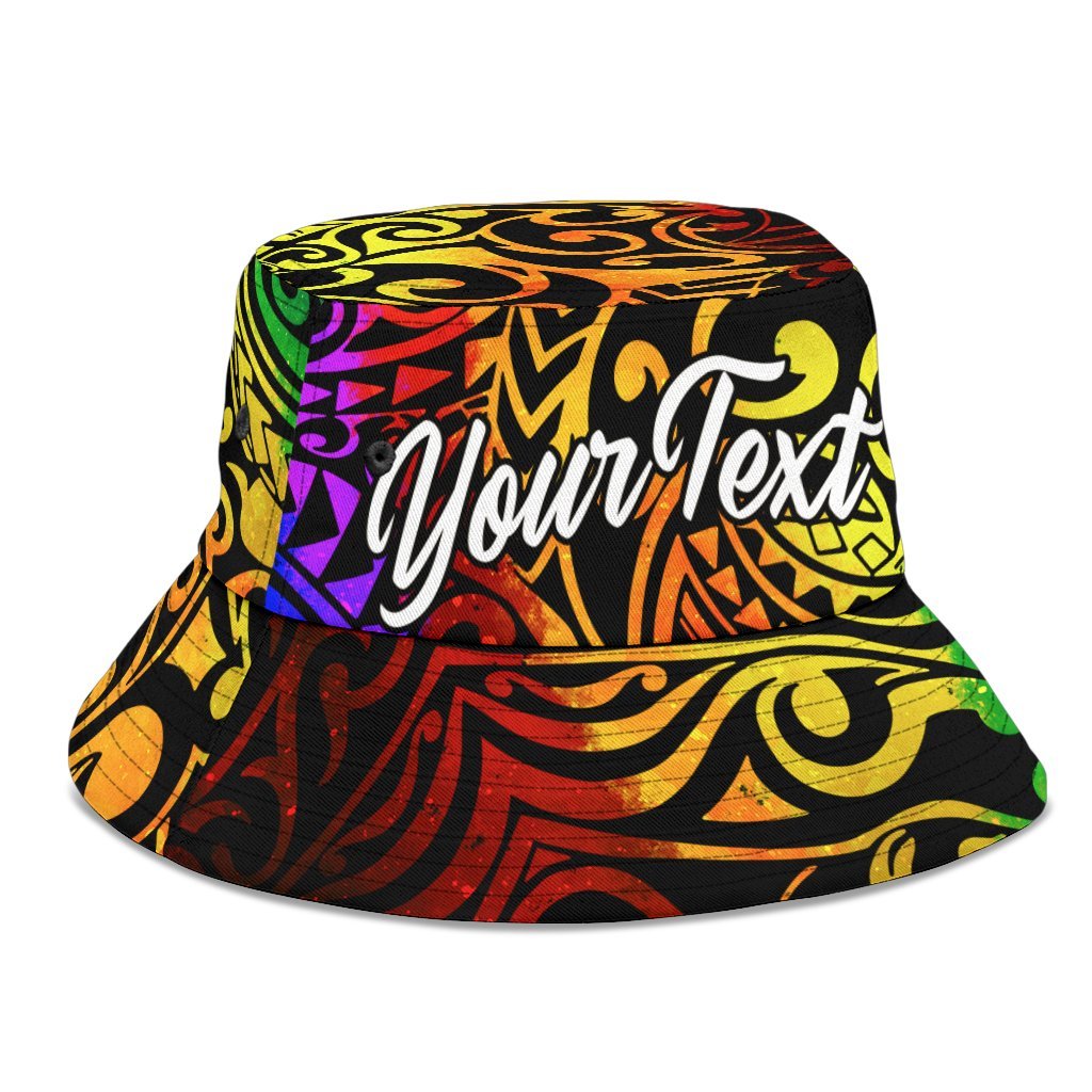 Hawaii Custom Personalised Bucket Hat - Rainbow Polynesian Pattern - Polynesian Pride