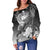 Custom Personalised Samoa Women's Off Shoulder Sweater- Humpback Whale with Tropical Flowers (White) - Polynesian Pride