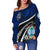 Guam Women's Off Shoulder Sweater Polynesian Shark Tattoo - Polynesian Pride