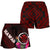 Hawaii Women's Shorts - Kanaka Maoli With Hibiscus On Polynesian Patterns (RED) - Polynesian Pride