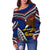 American Samoa Women's Off Shoulder Sweater - Warrior Style Polynesian Pattern - Polynesian Pride