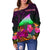 Tokelau Women's Off Shoulder Sweater - Summer Hibiscus - Polynesian Pride