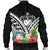 Samoa Men's Bomber Jacket - Samoa Caledonia Coat of Arms & Polynesian Tropical Flowers White - Polynesian Pride