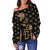 Hawaii King Kanaka Maoli Golden Women's Off Shoulder Sweater - Polynesian Pride