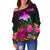 Papua New Guinea Women's Off Shoulder Sweater - Summer Hibiscus - Polynesian Pride