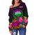 Federated States of Micronesia Women's Off Shoulder Sweater - Summer Hibiscus - Polynesian Pride