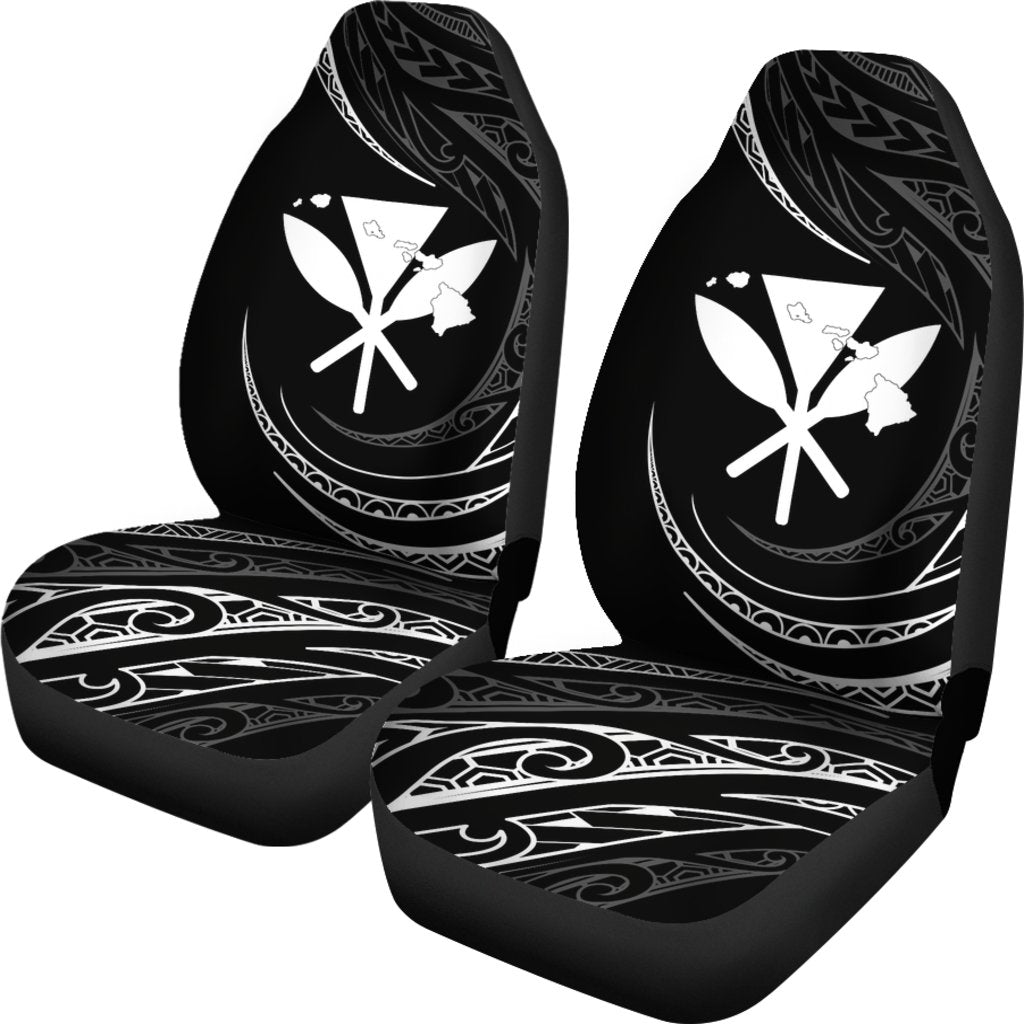 Kanaka Car Seat Covers - White - Frida Style Universal Fit Black - Polynesian Pride