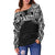 Tahiti Women's Off Shoulder Sweater - White Tattoo Version - Polynesian Pride