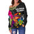 Solomon Islands Women's Off Shoulder Sweater - Polynesian Hibiscus Pattern - Polynesian Pride