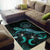 Palau Polynesian Area Rugs - Turtle With Blooming Hibiscus Turquoise - Polynesian Pride