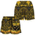 American Samoa All Over Print Women's Shorts - Samoa Coat Of Arm, Polynesian Tattoo Golden - Polynesian Pride