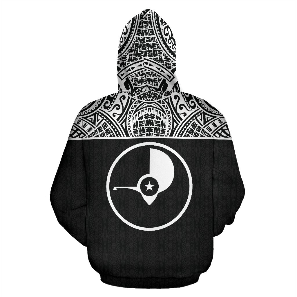 Yap All Over Hoodie Micronesian Black Version - Polynesian Pride