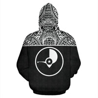 Yap All Over Hoodie Micronesian Black Version - Polynesian Pride