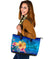 Hawaii Leather Tote Bag Hibiscus Plumeria Polynesian Blue AH - Polynesian Pride