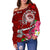 FSM Custom Personalised Women's Off Shoulder Sweater - Turtle Plumeria (Red) - Polynesian Pride