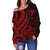 Hawaii Women Off Should Sweater - Red Tentacle Turtle - Polynesian Pride