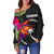 Chuuk Women's Off Shoulder Sweater - Polynesian Hibiscus Pattern - Polynesian Pride