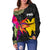 Papua New Guinea Women's Off Shoulder Sweater - Hibiscus Polynesian Pattern - Polynesian Pride