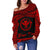 Hawaii Polynesian Custom Personalised Women's Off Shoulder Sweater - Hawaii Pride Red Version - Polynesian Pride