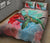 Hawaii Map Kanaka Sea Turtle Hibiscus Quilt Bed Set - AH - Blue Pink - Polynesian Pride