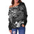 Polynesian Women's Off Shoulder Sweater - White Shark Polynesian Tattoo - Polynesian Pride