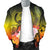 Pohnpei Men's Bomber Jacket - Humpback Whale with Tropical Flowers (Yellow) - Polynesian Pride