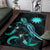 Nauru Polynesian Area Rugs - Turtle With Blooming Hibiscus Turquoise - Polynesian Pride