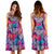 Hawaii Tropical Exotic Leaves And Flowers On Geometrical Ornament. Midi Dress - Polynesian Pride